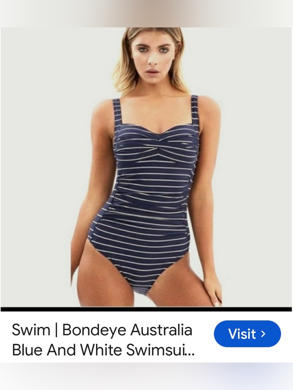bond-eye Navy and White Striped One-Piece Swimsuit